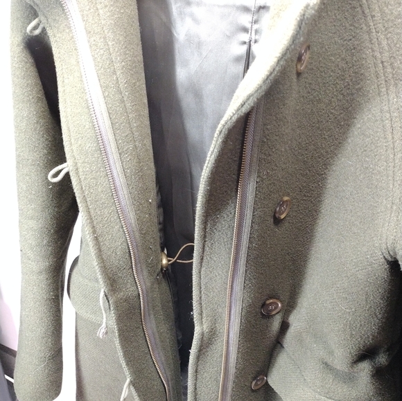 J. Crew Army Green Hooded Wool Peacoat l Acetate Lining l Size Small - Picture 4 of 10